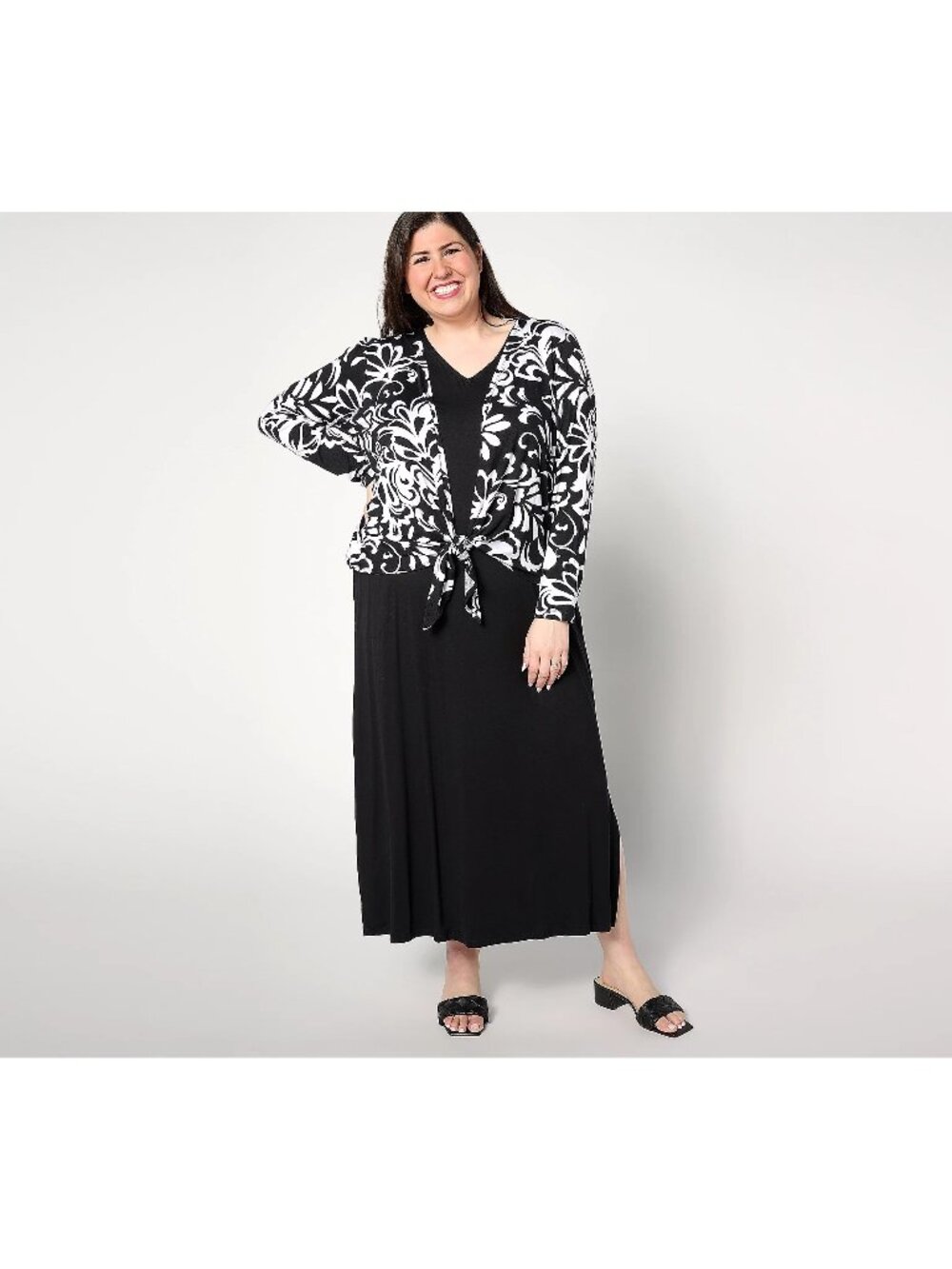 Belle by Kim Gravel Dress and Shrug Set Small Better Together Black NEW
